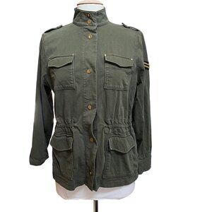 Lauren Ralph Lauren Olive Military‎ Style Knit Jacket Cotton Size Petite Large